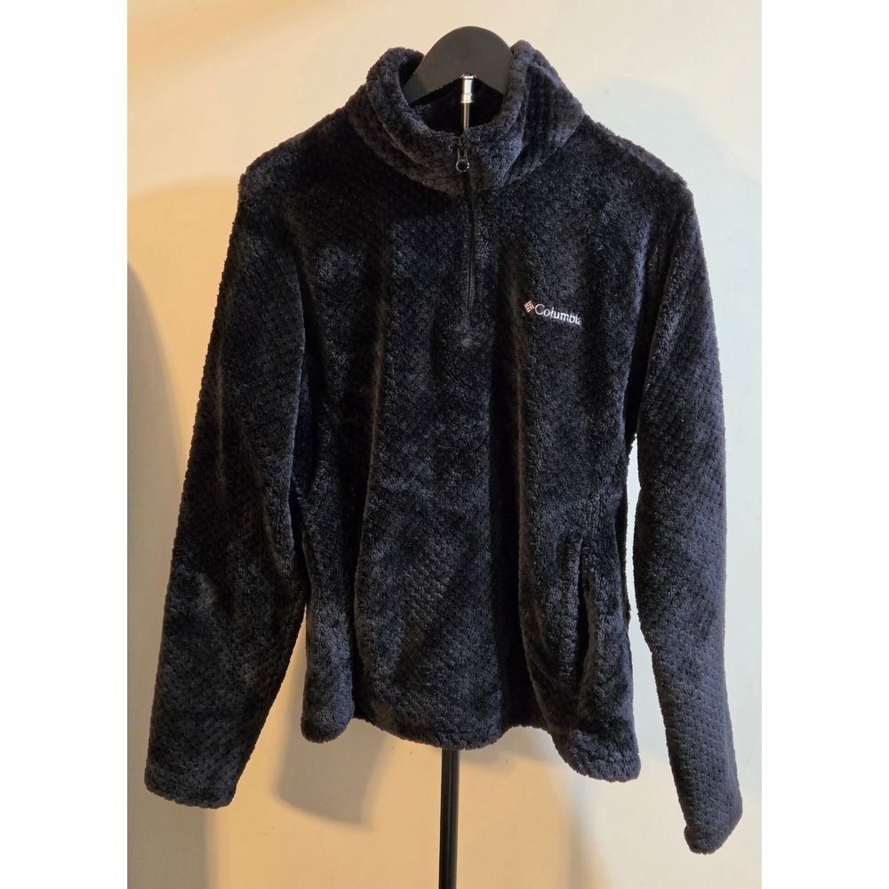 Columbia Fuzzy Quarter Zip Pullover Women's Size Large Black